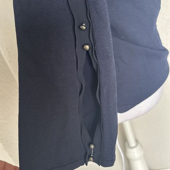 Vintage Esprit Long Sleeved Blue Viscose Top With Button Sleeve Detail Small - Picture 3 of 12